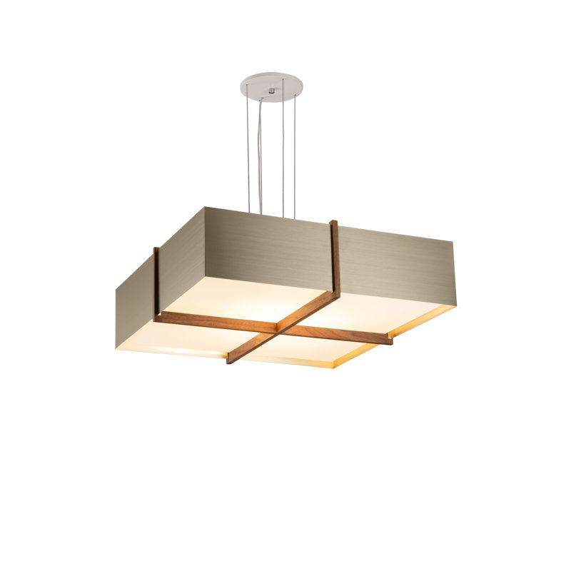 Luminaire suspendu DEL Veram 3000K, Noyer teint foncé, Laiton vieilli, H 6,4 po x l 24 po x P 24 po