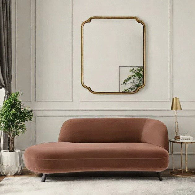 Méridienne simple au design créatif et moderne, Ocre, Face à la droite