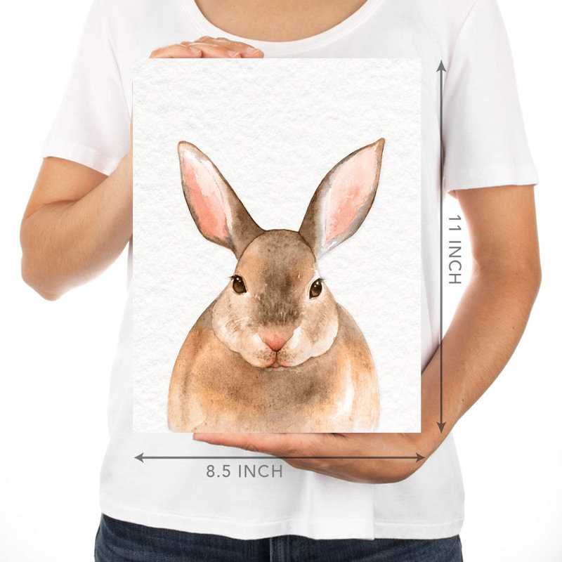 Lapin, renard, chevreuil, hérisson et raton-laveur Dare, ensemble de 6 impressions sur papier, Gris
