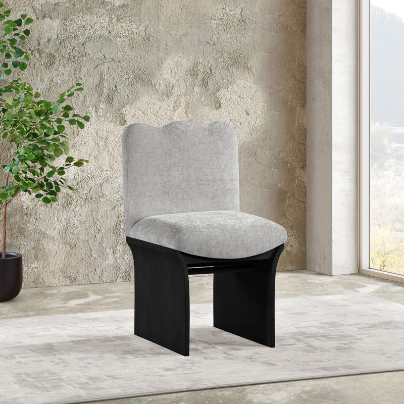 Shaw Cassady Chenille Fabric Upholstered Dining Chair, Grey Chenille Fabric, Black