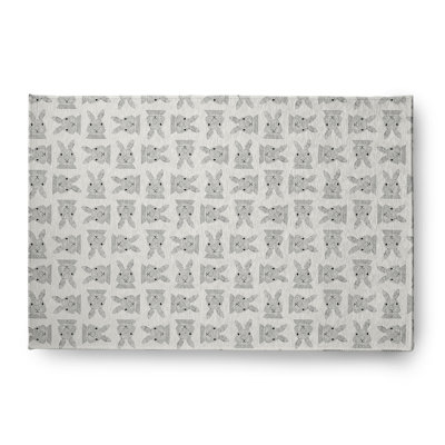 Tapis gris / blanc en chenille tissé à la machine Elioth