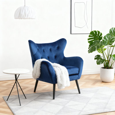 Chaise avec accoudoirs en velours Mid-Century