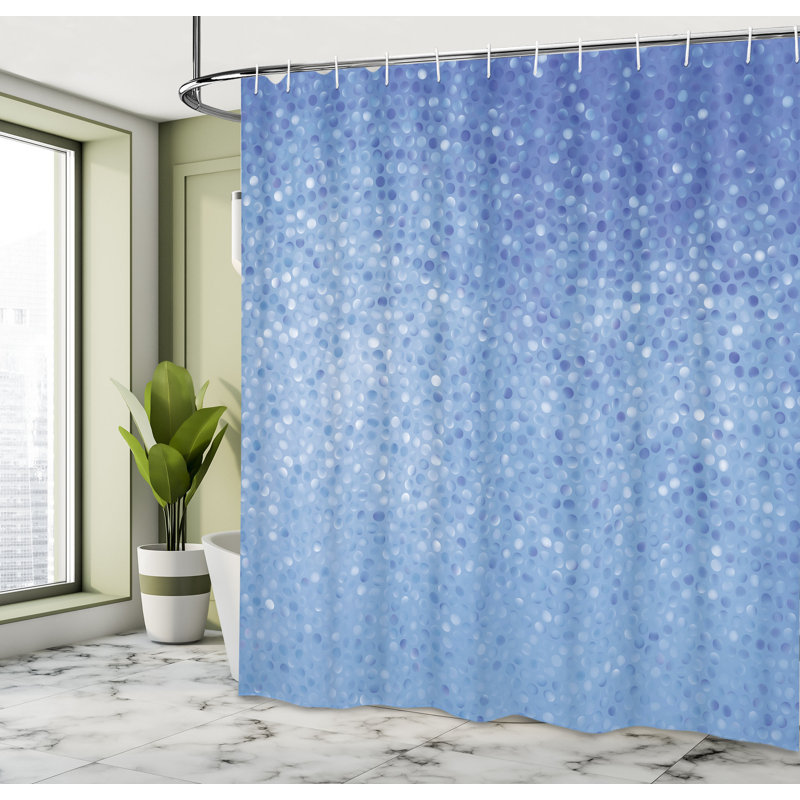 Ensemble de rideau de douche + crochets, H 69 po x l 70 po, Bleu mer