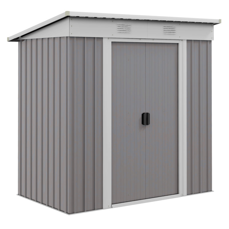 Steel Storage Shed, Gray, 68.50" H x 68.50" W x 43.25" D