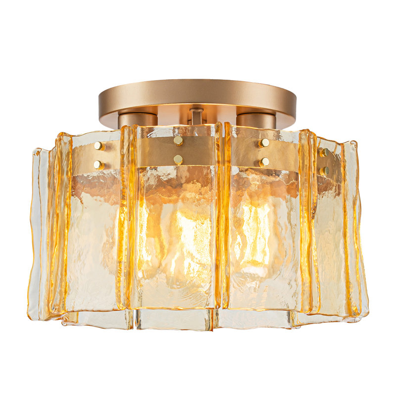 Plafonnier encastré 3 lumières Glam Amber, Polish Brass