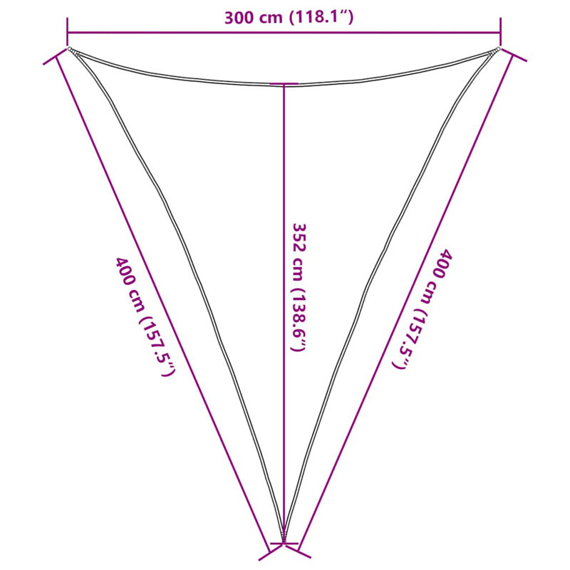  Sunshade Sail 160 G/M² Triangular Black 3X4x4 M HDPE, Orange