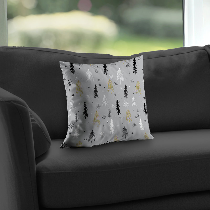 Christmas Tree Pattern White Kids Art Throw Pillow | Home Decor