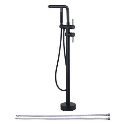 Robinet de baignoire autoportant moderne à poignée simple, robinet de baignoire à fixation au sol avec douche à main