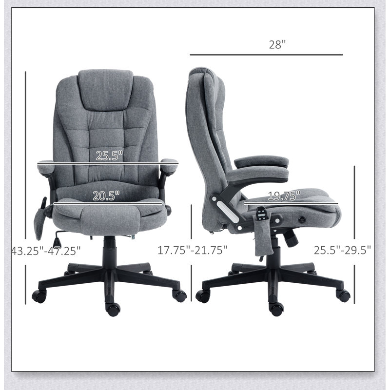 Fauteuil de bureau à 6 points de massage vibrant avec chaleur lombaire pour un confort et une productivité accrus, gris