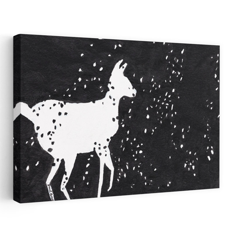 Contemporary Art Abstract Playful Contemporary Deer Animal Winter Wall Art by Janel Bragg - Wrapped Canvas Print