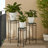 27.25"/24"/20" H Set Of 3 Sqaure Nesting Planter Stands With Green Pattern Ceramic Tiles Table Top
