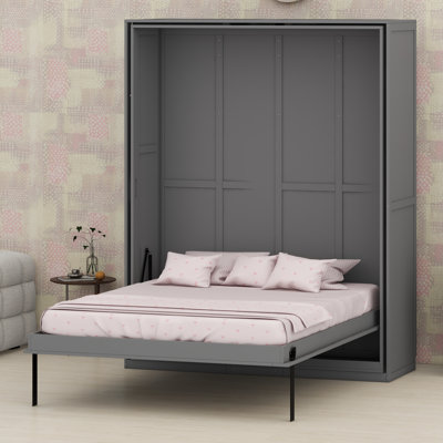 Multifunctional Fold-Down Wall Bed Featuring Concealed Storage Racks For Small Spaces