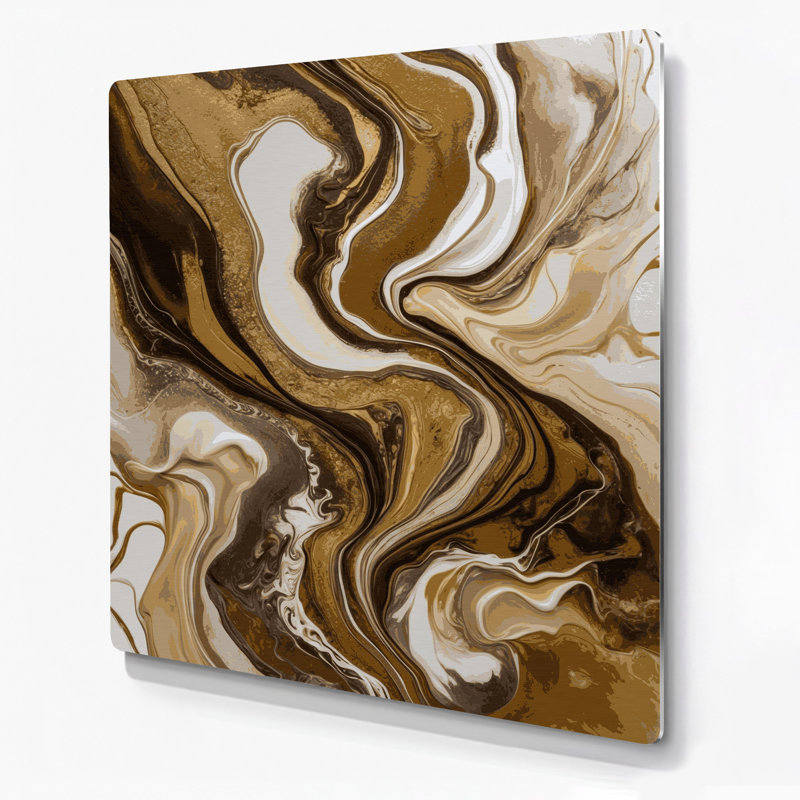 Art abstrait abstrait en métal brun 96, H 32 po x l 32 po