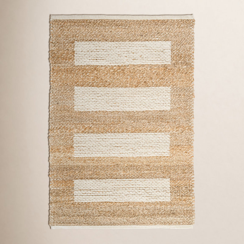 Milo Ivory Handwoven Jute/Cotton Rug, Rectangle 7'6" x 9'6"