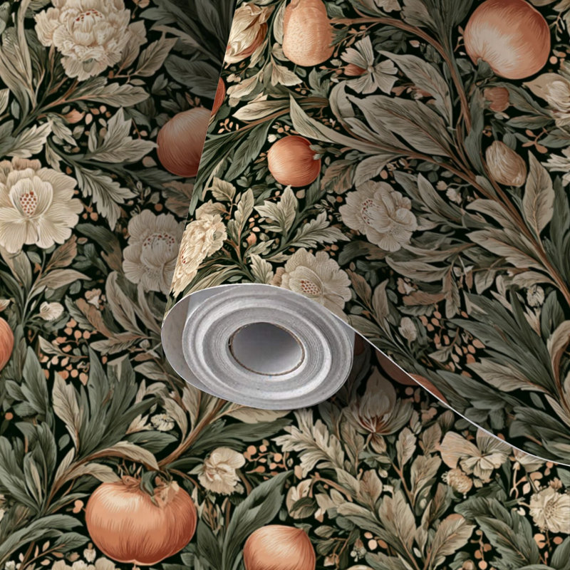 Papier peint peler et coller en PVC, revêtement mural auto-adhésif amovible avec art mural artisanal botanique, impression de vignes florales, imperméable pour la décoration intérieure - rouleau