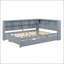 Lit de jour double en bois avec lit gigogne simple, tablette de rangement et chargement USB, parfait pour les espaces de vie modernes et fonctionnels