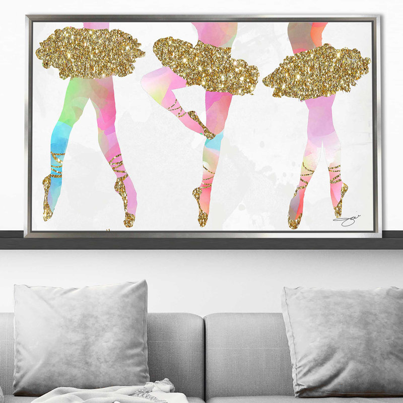 3 danseurs (horizontal) par By Jodi - impression, Cadre flottant argent, H 27,5 po x l 43,5 po x P 2 po
