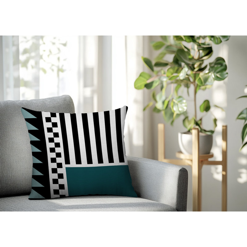 Oreiller carré réversible intérieur / extérieur Kaleido, Émeraude, Carré 16 po