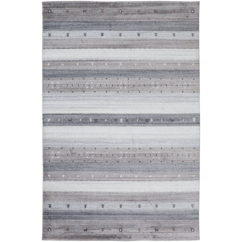 Tapis gris anthracite en laine noué à la main Autry, Rectangle 2 pi x 3 pi