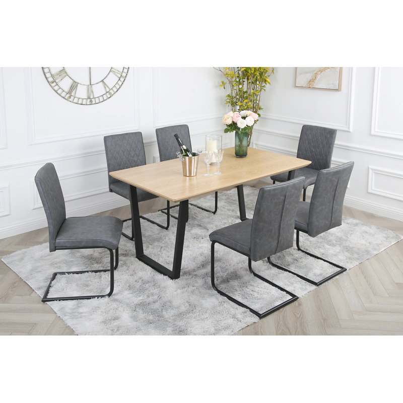 Asfand 6 - Person Dining Set, Oak, Grey