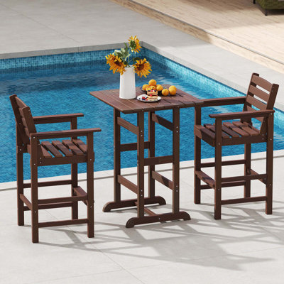 Ensemble de 3 fauteuils de patio en PEHD avec repose-pieds de table 