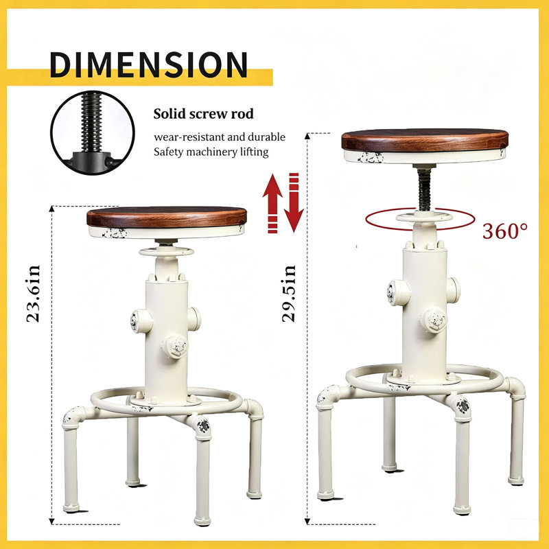Dicle Swivel Adjustable Height Counter Stool, Brown/Antique White, 4