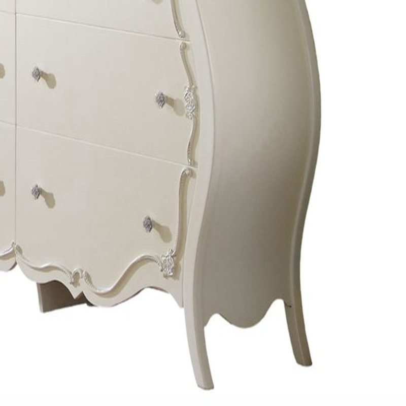 Commode 6 tiroirs Edalene, finition blanc perle