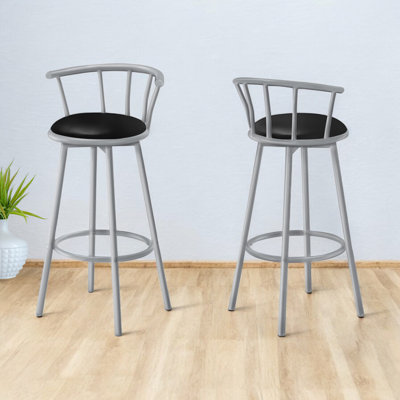 Ensemble de tabouret de bar pivotant 2 pièces Karol, gris / noir, H 36,73 po x P 19,56 po x l 21,77 po