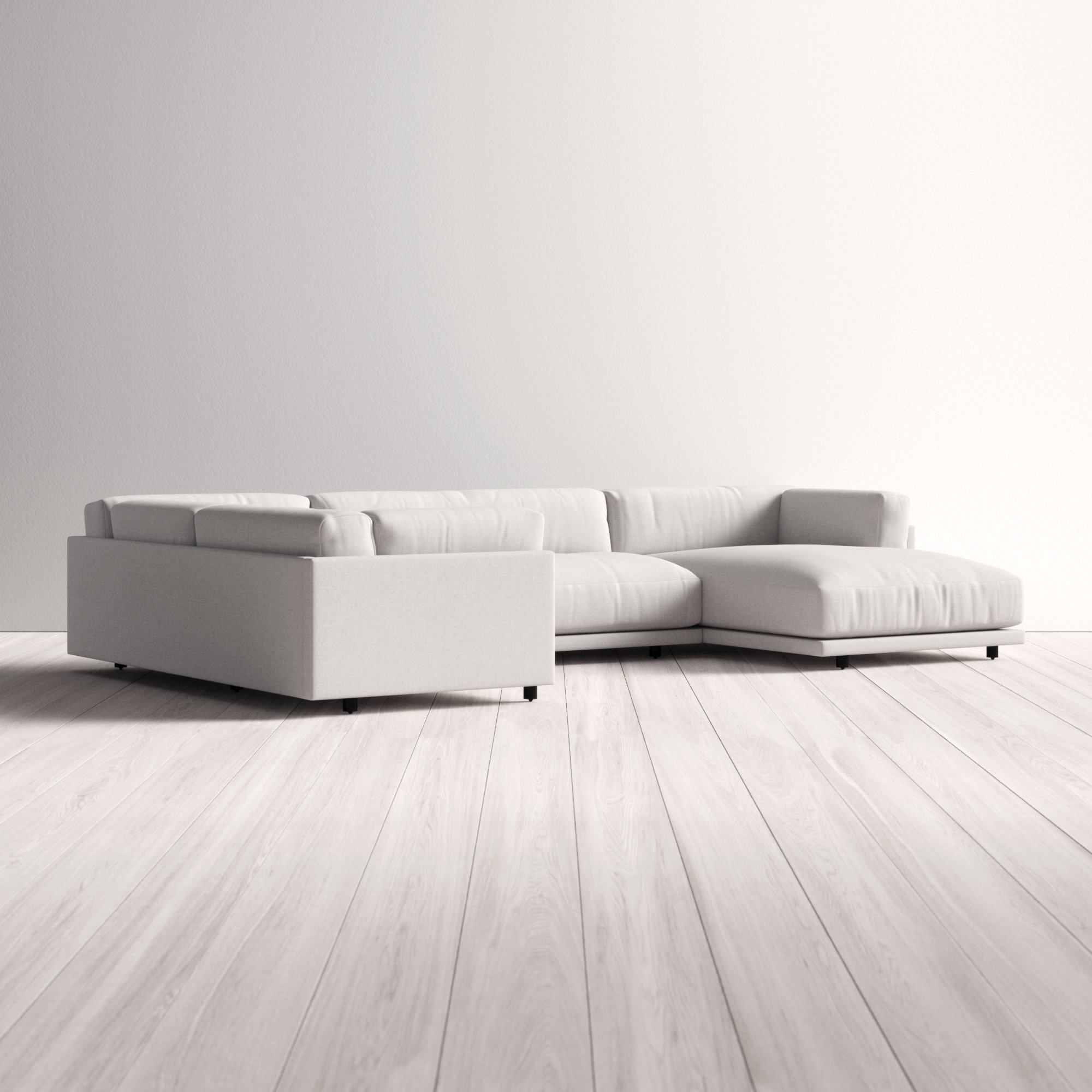 Sunday Upholstered Chaise L-Sectional, Right Hand Facing, Agnew Gray Textured Basketweave