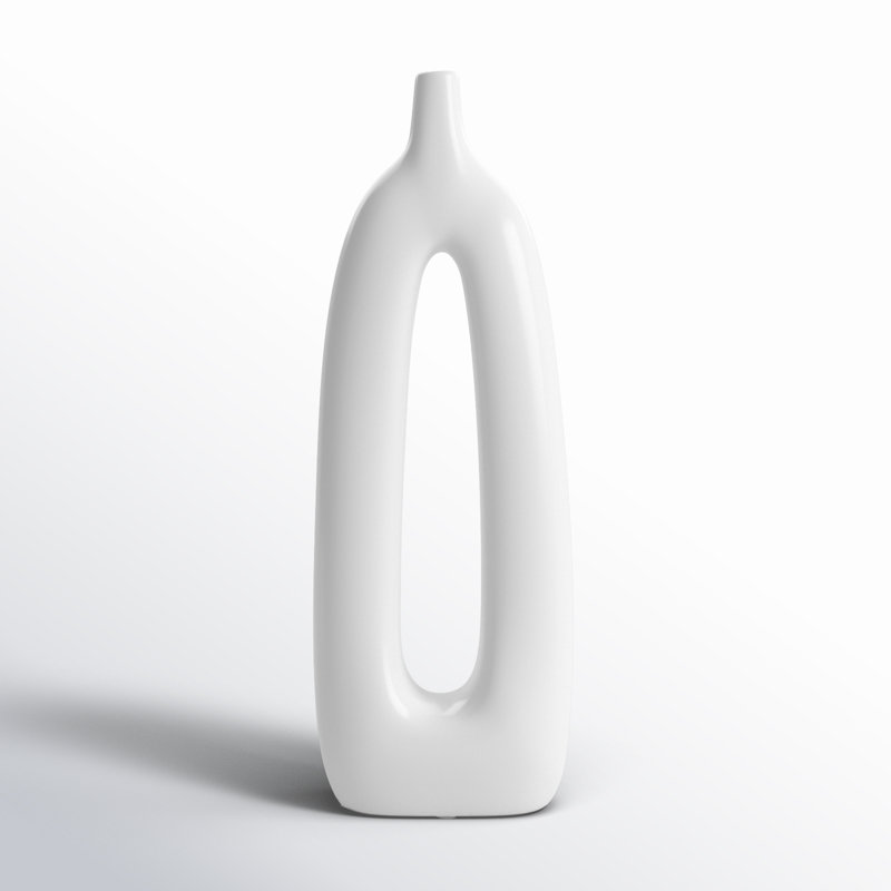 Vase contemporain en céramique, Blanc