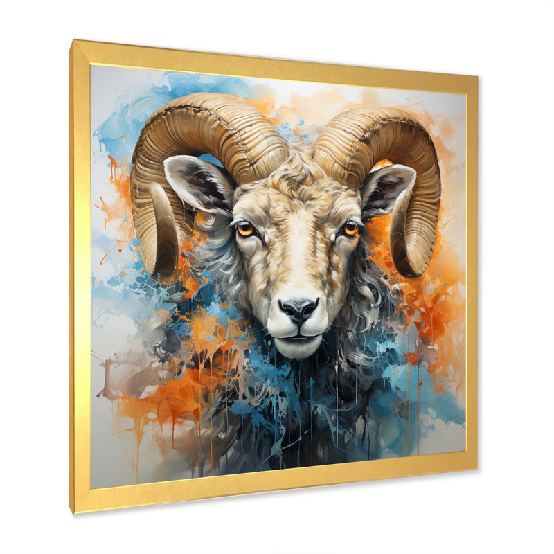 Teal Teal Sheep Transcendent Wool - Animals Wall Decor, H 36 po x l 36 po x P 1,5 po, Encadrement doré