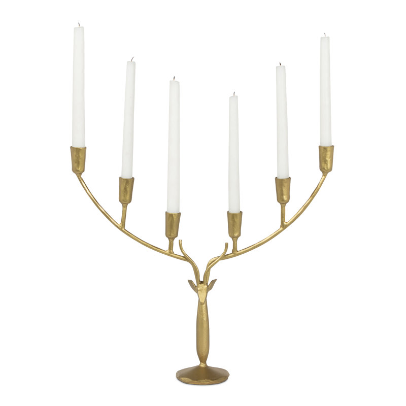Grand porte-bougie cerf, Antique Gold, Large