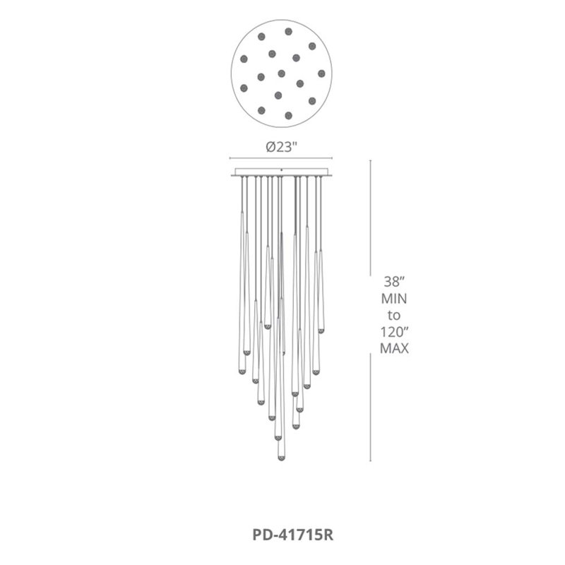 Cascade 15 - Light Chandelier, Black, 120" H x 23" W x 120" D, 15