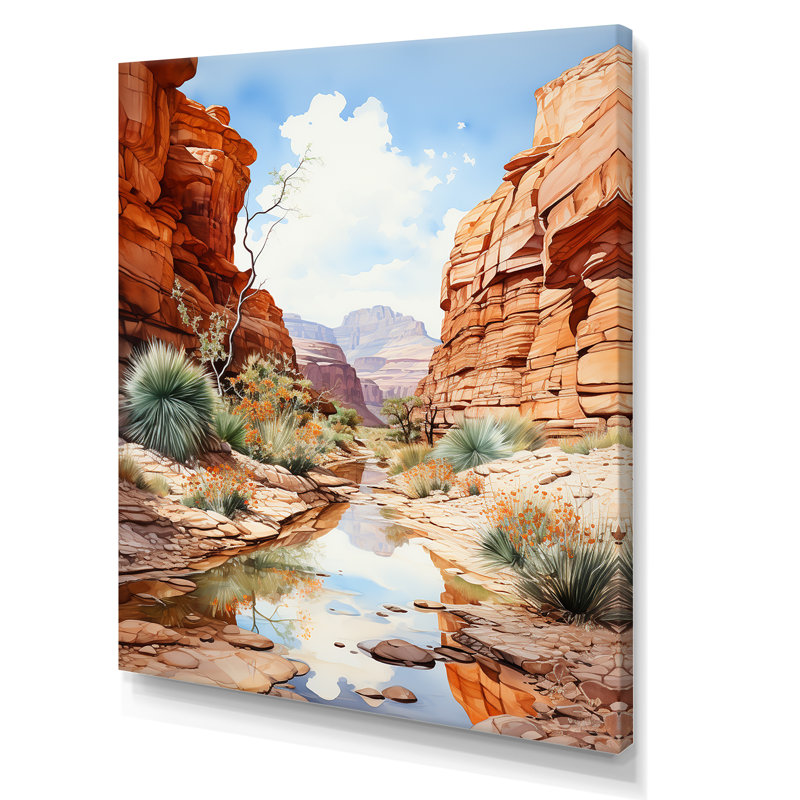 Canyon Stream, charme minimaliste I - impressions sur toile Canyon, H 32 po x l 24 po x P 1 po, Toile tendue