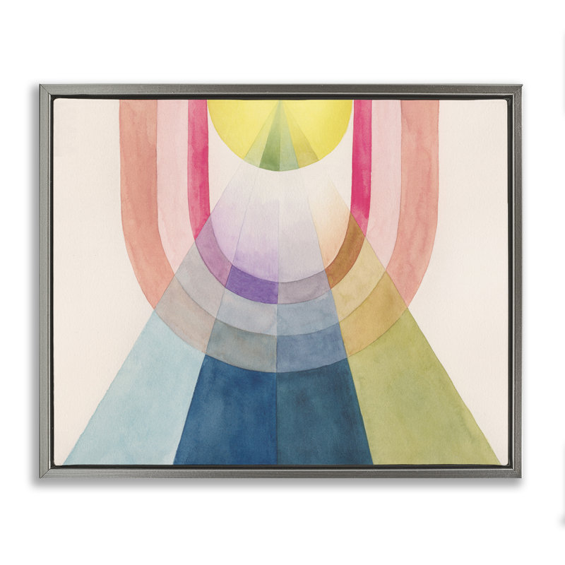 Abstrait, "Arches & Rays" brun, art mural encadré flottant par Grace Popp, H 17 po x l 21 po, Cadre flottant gris lustré