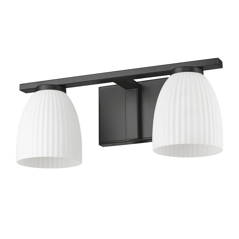Coiffeuse Mateo, H 6,5 po x l 16 po x P 6,5 po, Noir mat, Deux lumières