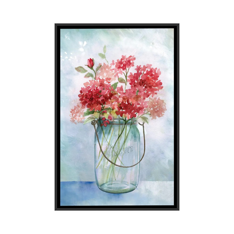 Geraniums - reproduction d'art murale - toile encadrée, Noir, Toile à cadre flottant sans passe-partout, H 26 po x l 18 po