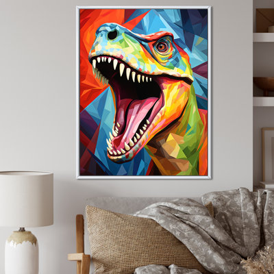 Cubiste coloré Trex Dino I - dinosaure, art mural