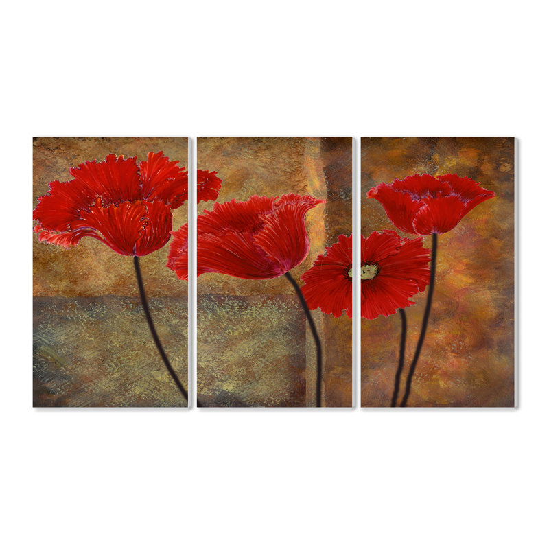 Ehme " Poppies On Spice Triptych " 3 - Pieces