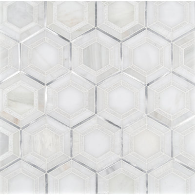 Artemis Hexagon 10 in. x 12 in. Stone Metal Blend Mosaic Wall Tile