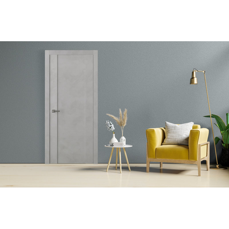 Porte standard lambrissée en bois manufacturé et en métal, H 17,7 po x l 79,3 po, Café