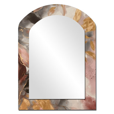 Gold Herb Elixir - Herbs Asymmetrical Mirror, Gold Unique Shape Unique Wall Mirror, Printed Metal Art