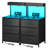 Tall Nightstand With Charging Station And Led Lights Nightstand With 3 Drawers And Shelves Bedside Table With Usb Ports And Outlets（set of 2）-530123774