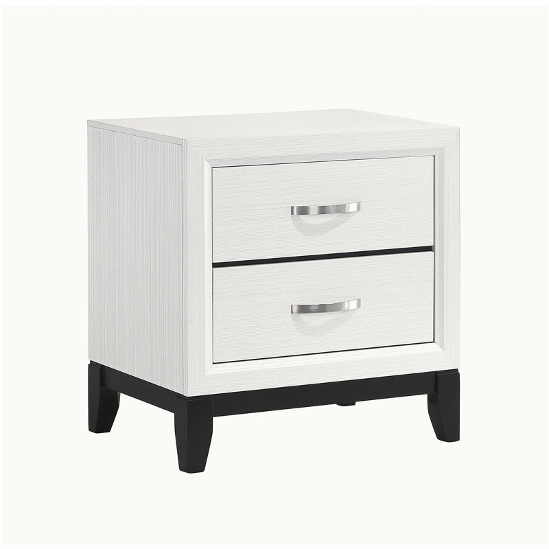 Meuble de chambre en bois moderne moderne à deux tiroirs blanc brillant