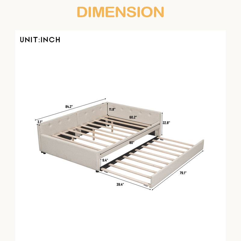 Lit plateforme tapissier avec port USB et gigogne, Grand lit