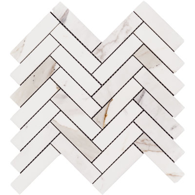 Calacatta Gold 1" x 4" Marble Herringbone/Chevron Mosaic Wall & Floor Tile