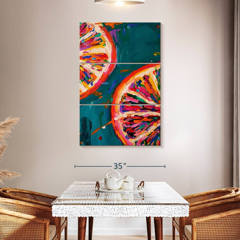 Yarlin Pink Grapefruit Slices, 50" H x 32" W