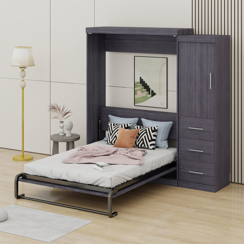 Lit escamotable avec garde-robe et tiroirs, lit de rangement, peut être plié dans une armoire