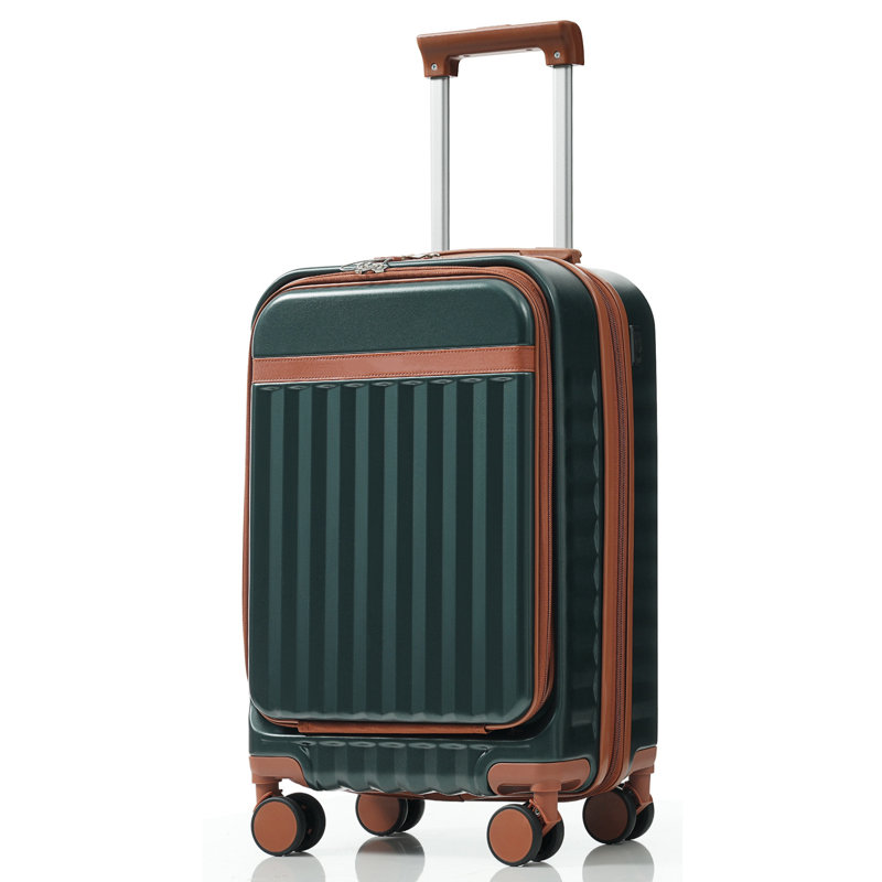 Ensemble de 3 valises de 20 pouces avec port USB, ouverture frontale certifiée, bagage à main rigide en ABS avec roues pivotantes