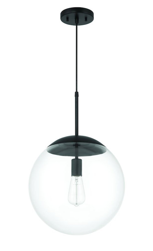 Luminaire suspendu géométrique 1 lumière Ardrie, Transparent, H 15,13 po x l 14 po x P 14 po
